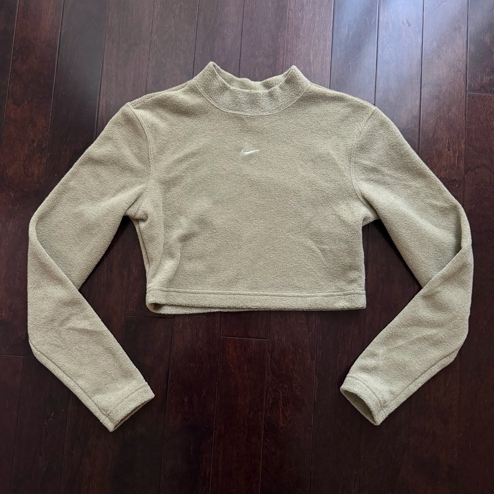 Nike Plush Fleece Women's Long Sleeve Size S Top Gym Workout Slim Mock-Neck